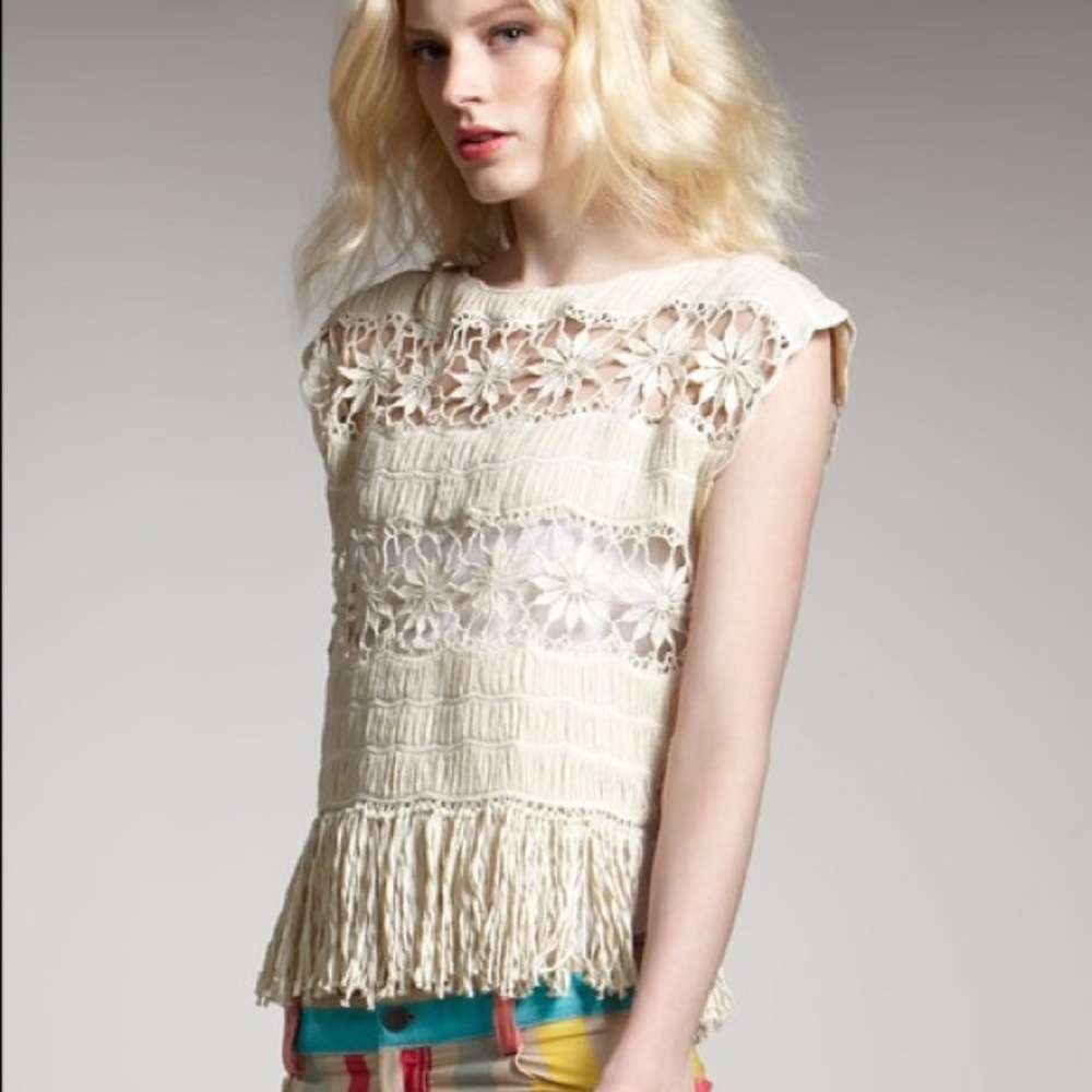 Alice + Olivia Crochet Zipper Blouse
